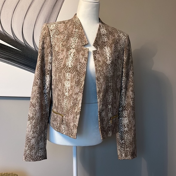 Calvin Klein brown and cream faux snake print jacket blazer - Picture 5 of 8